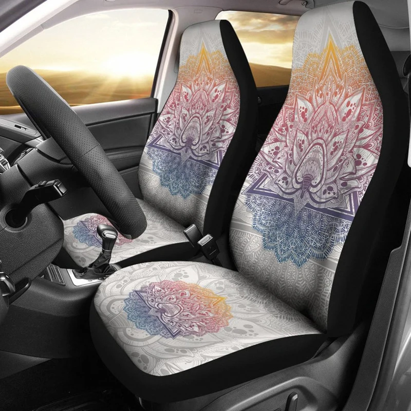 Car Seat Cover, Lotus Flower, Mandala Colorful, Car Accessories, Hippie Spiritual, Car Covers, Multi Colored, Seat Covers 2pcs