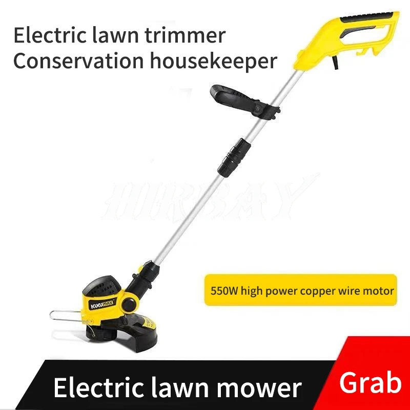 650W Small Eelectric Lawn Mower AC Plug-in Handheld Brush Cutter Machine Weeder Lawn Grass Trimmer Garden Tools With 10m Line