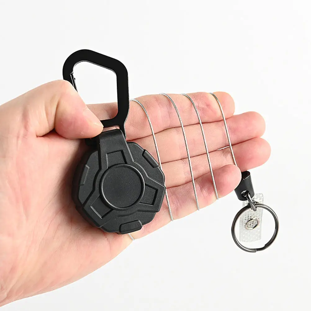 2Pcs Elastic Retractable Keychain Heavy Duty Anti-Lost Key Holder Safety Clip Hanging Buckle Camping Climbing Key Rings
