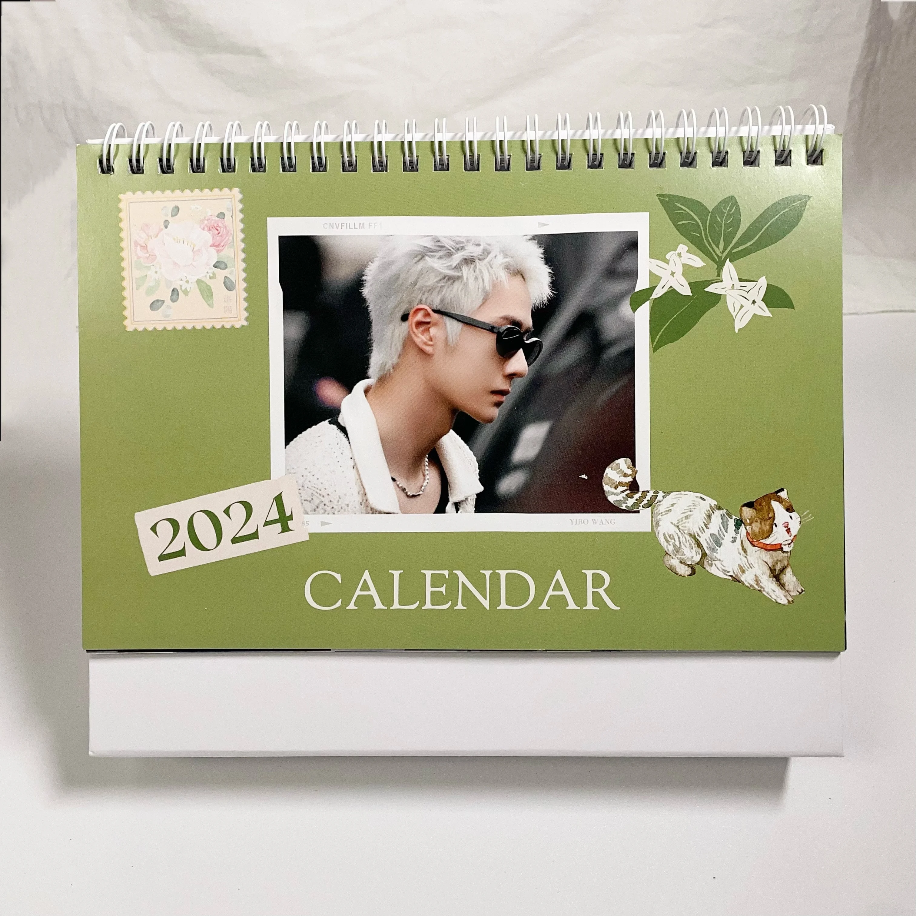 Hot Sale 2024 Year of the Dragon Wang yibo Calendar Desktop Ornaments Monthly Calendar For Gift Birthday Free Shipping