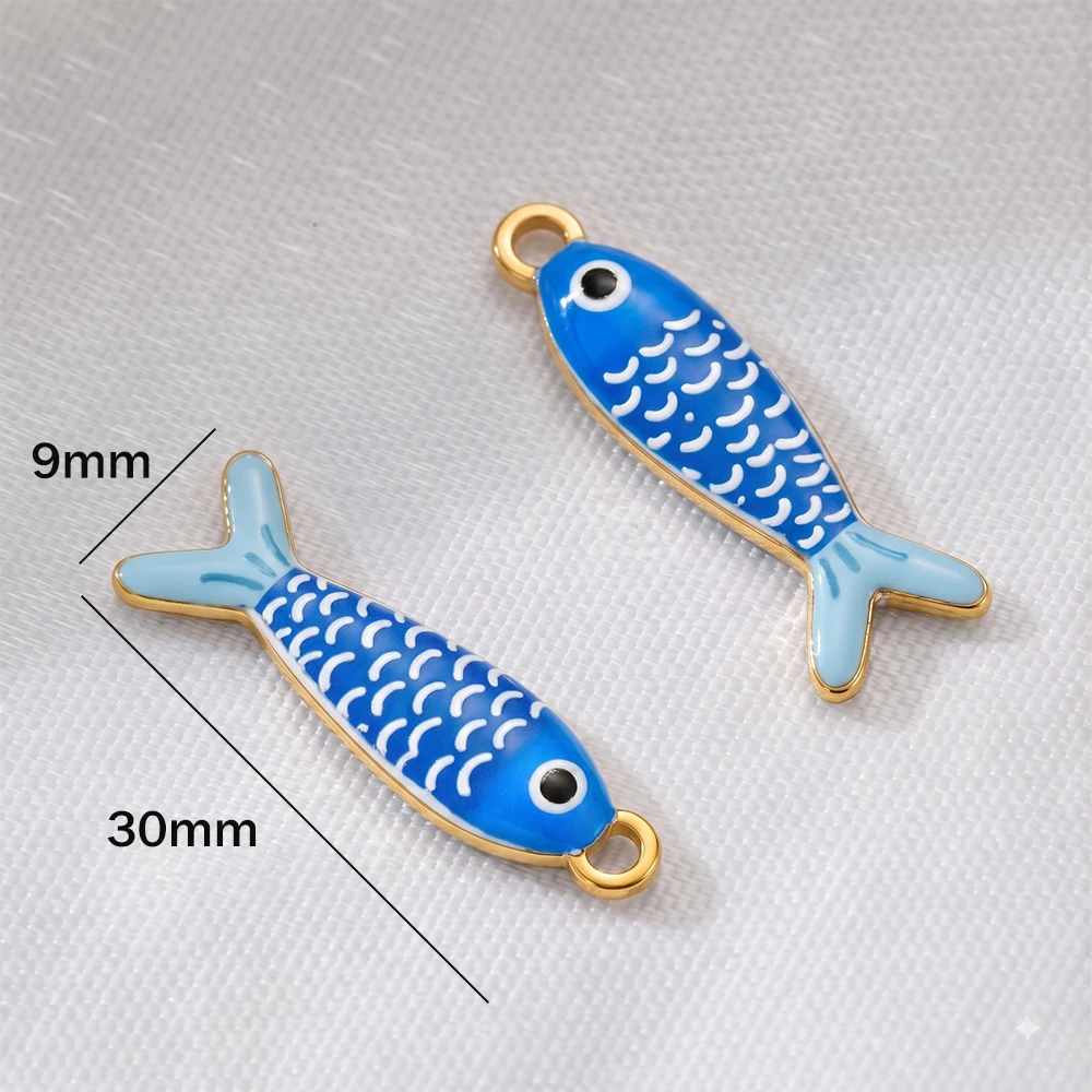 3pcs Bohemian Enamel Fish Charms for DIY Jewellery Making