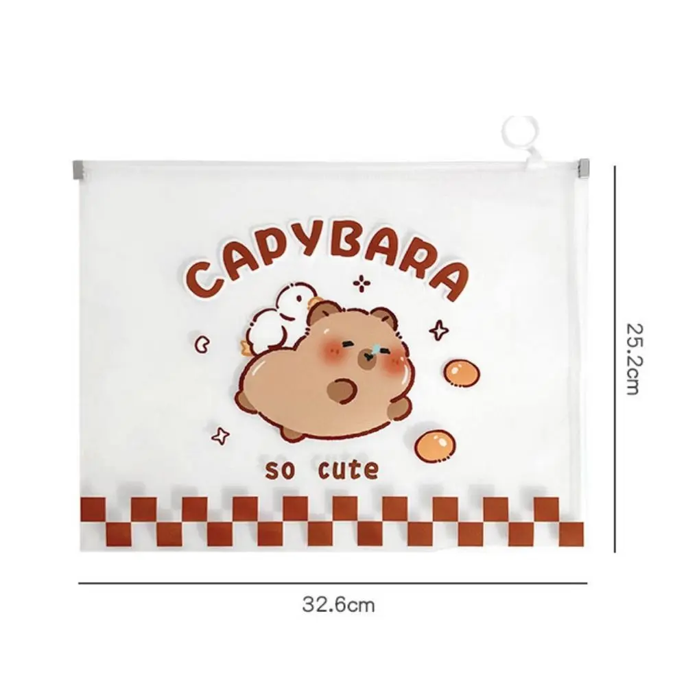 PP Capybara File Bag Transparent and Visible Waterproof Paper Storage Bag Large Opening Light and Portable Zip File Bag