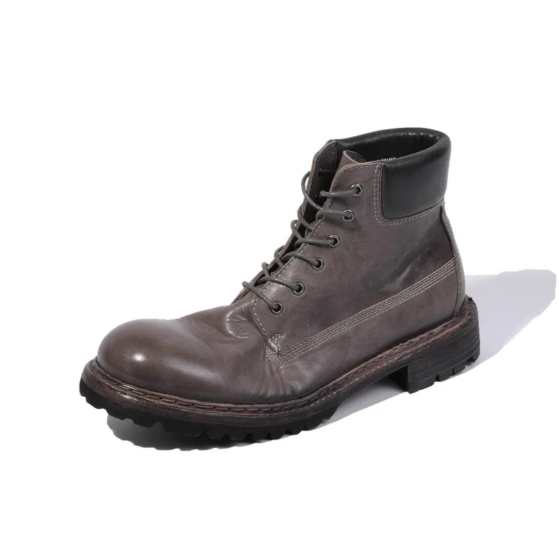 

Handmade Shoes Men's Work Retro Genuine Leather Desert Ankle Boots Male Luxury Outdoor Casual Motorcycle Chelsea Boots Youth
