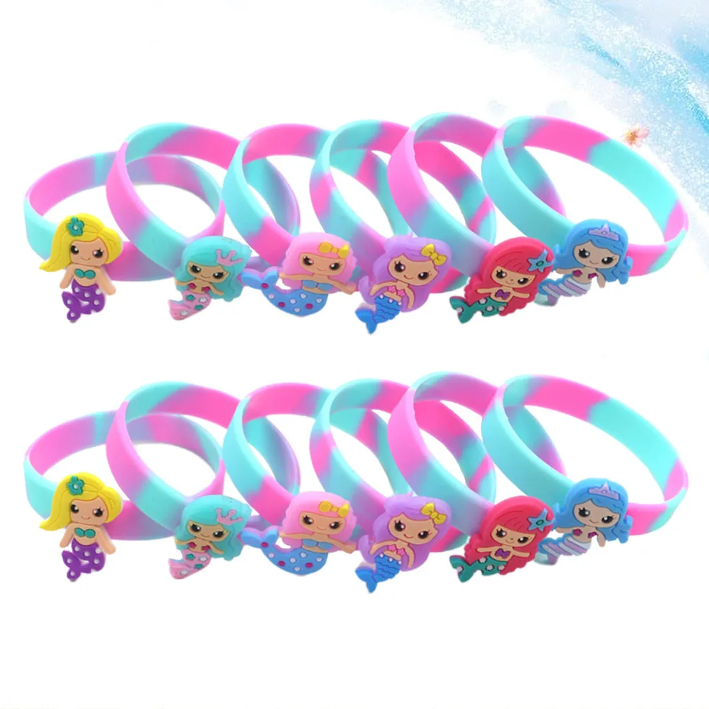 

20 Pcs Colorful Bracelets Fashion Children Kids Wristband Mermaid Silicone Alternately Wear Wristbands