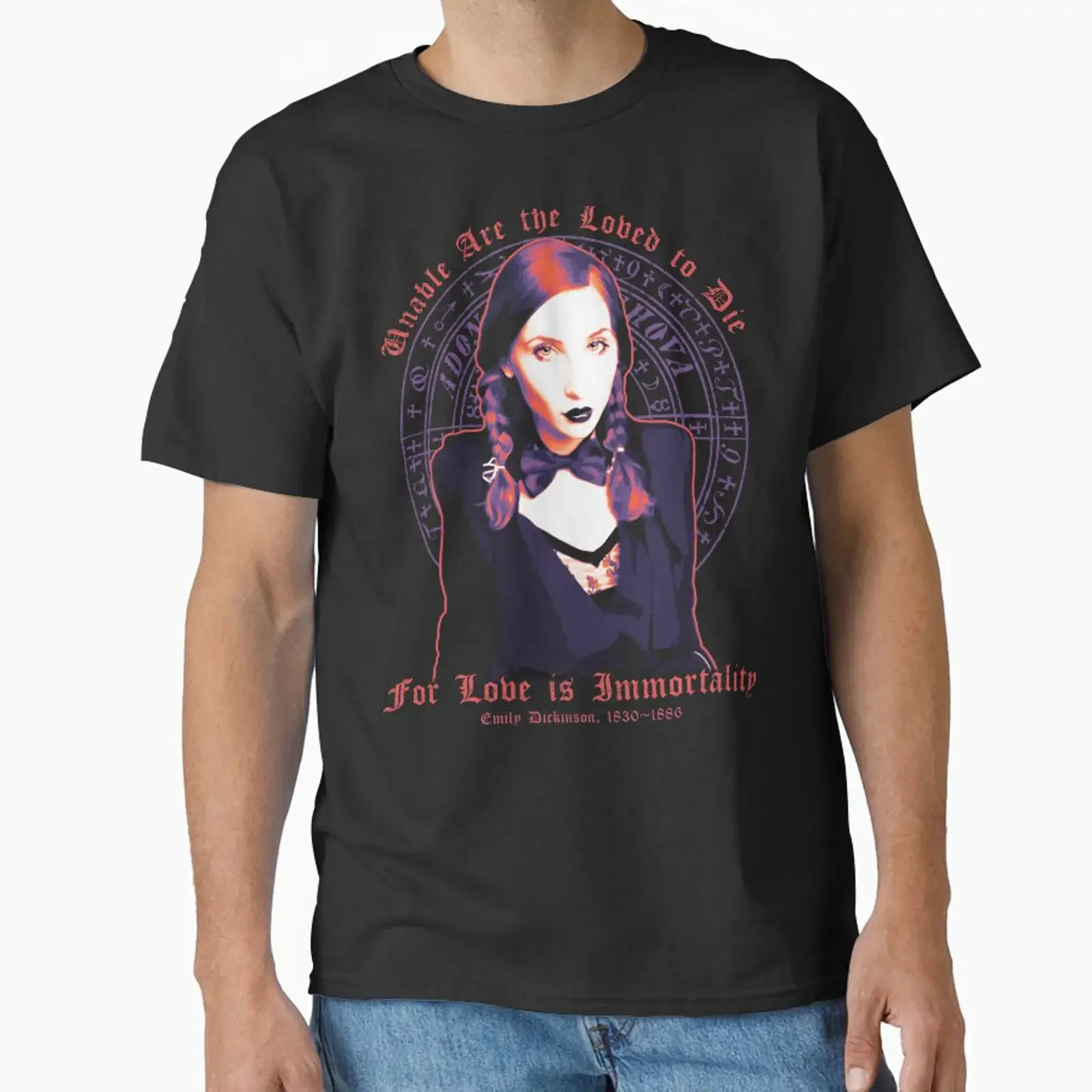 Liebe ist Unsterblichkeit, Gothic, Okkultismus, Goth-Girls, Hexerei-Design, Emily Dickinson, klassisches T-Shirt, Vintage, gewaschen, Stretch-Mode