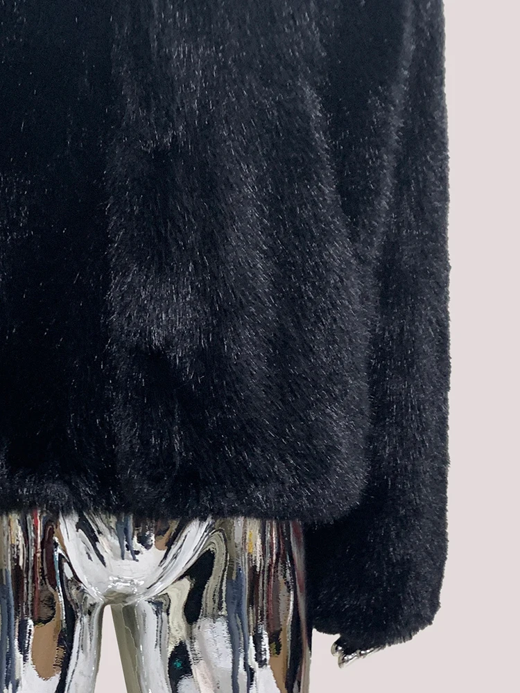 เสื้อโค้ทขนเฟอร์เทียมฟ็อกซ์สีดำหนานุ่ม อุ่นสบาย ทรงโอเวอร์ไซส์ แขนยาว มีฮู้ด สำหรับผู้ชาย แบรนด์เนราซูรี รุ่นวินเทอร์