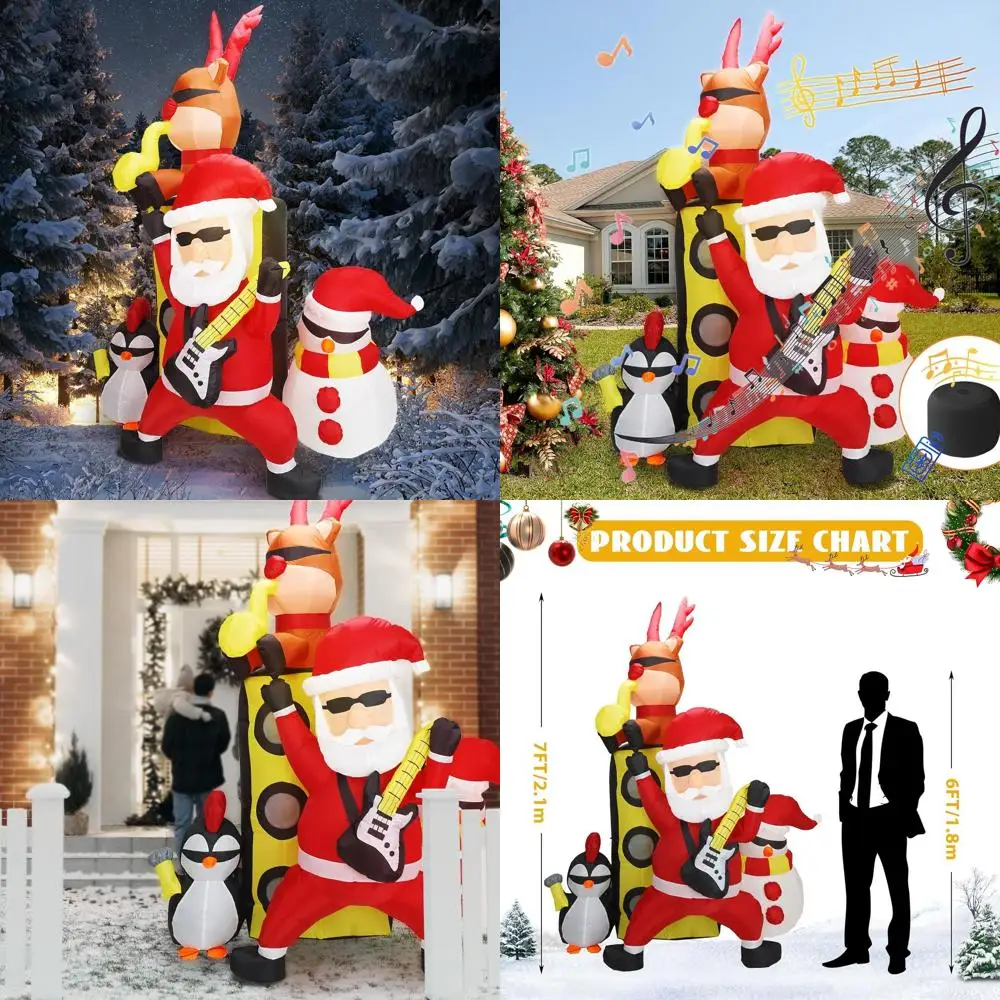 

7-Foot Tall Animated Christmas Inflatable Santa and Friends Concert with LED Lights