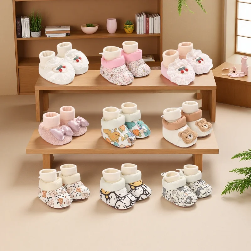 

New Winter Baby Boots For Winter Warmth 0-18M Newborn Baby Velcro Soft Sole Anti Slip Front Shoes Baby Shoes Warm Snow Boots