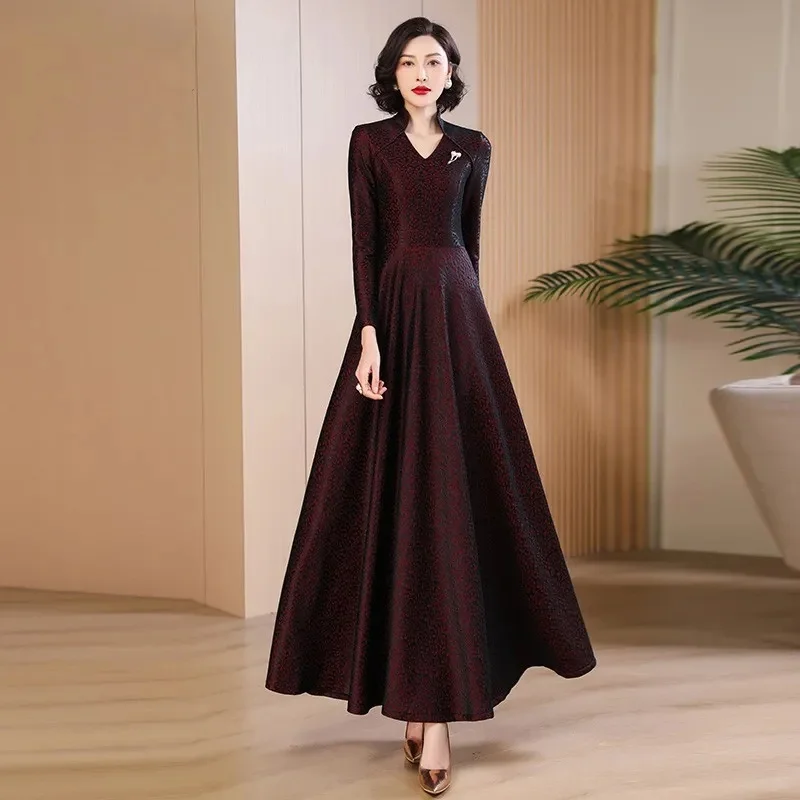 Spring Autumn Dress High End Women\'s Elegant Long Dresses 5XL Large Size Temperament Evening Party Dresses Female Maxi Vestidos