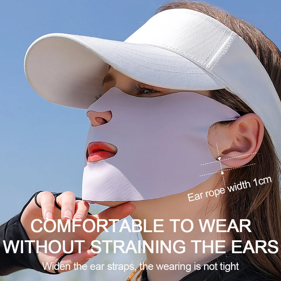 GOBYGO 1Pcs Summer Ice Silk Sunscreen Mask Breathable Thin Moisturizing Mask Hanging Ear Type Sun Mask Outdoor Sports Men Women