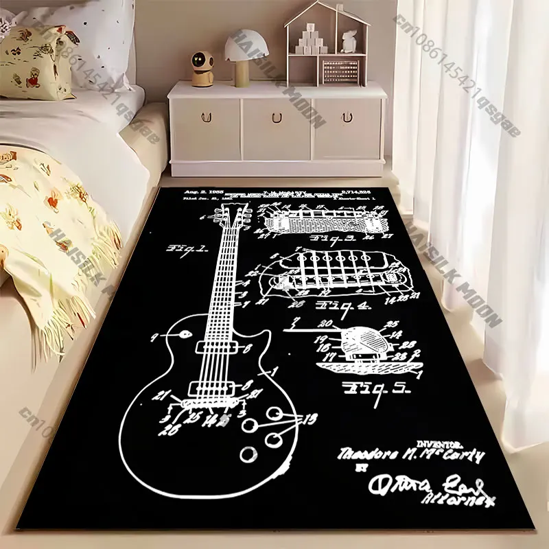 Guitar patent design schematic carpet Yoga living room room decor children's crawling mat doormat area rug games mat