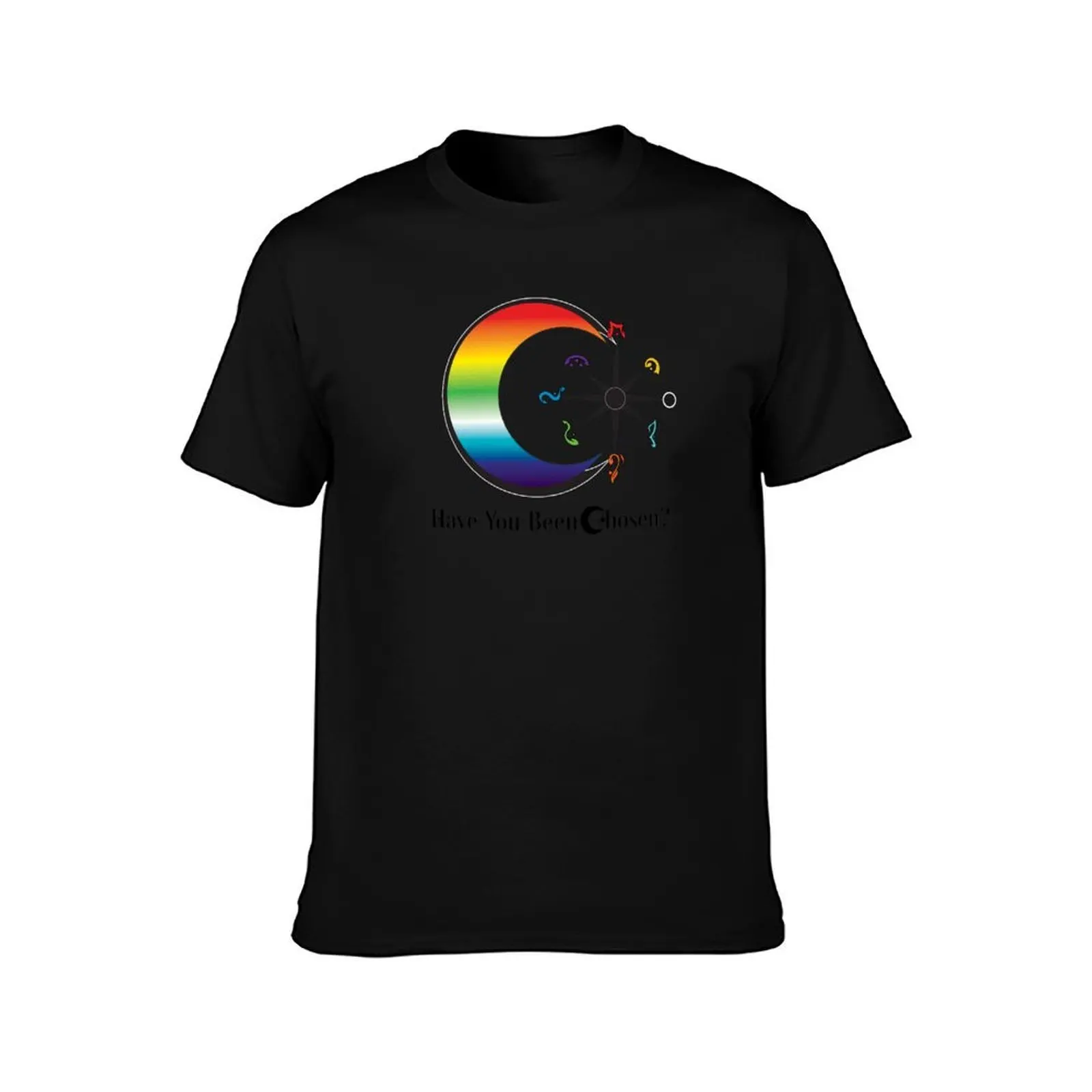 Macy Blake -Have You Been Chosen: Rainbow Moon T-Shirt Basic Short Sleeve Cotton Blend T-Shirt