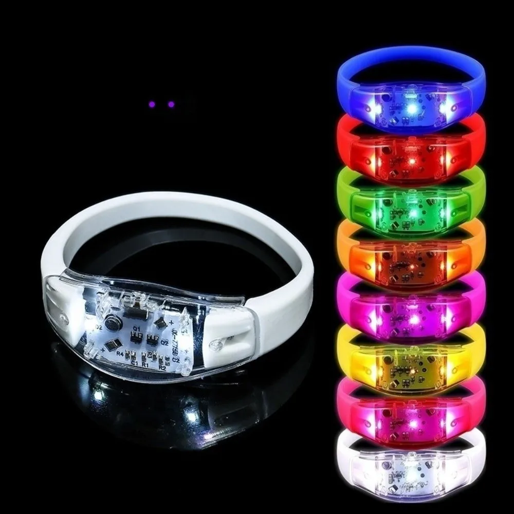 Gifts Silicone LED Glow Bracelets Creative Funny Voice Controlled Flash Wristbands Atmosphere Props Light Up Wristbands Concerts