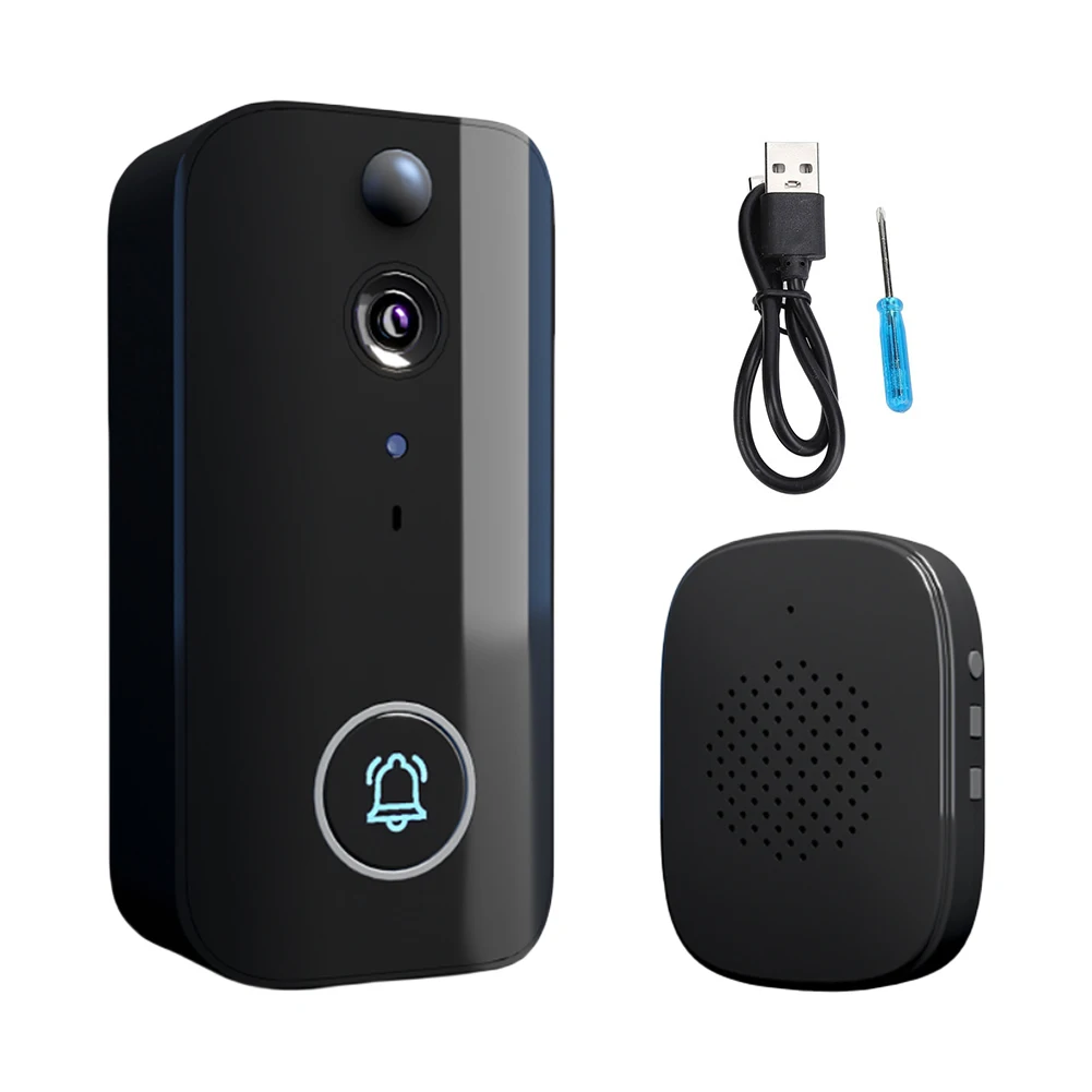 WiFi Wireless Video Doorbell IR Night Vision Doorbell Camera 2-Way Talk Smart Door Bell for Home Security Alarm System