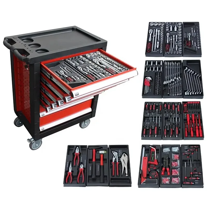 

220PCS Heavy Duty Toolbox Trolley Tool Cabinet with Hand Tools
