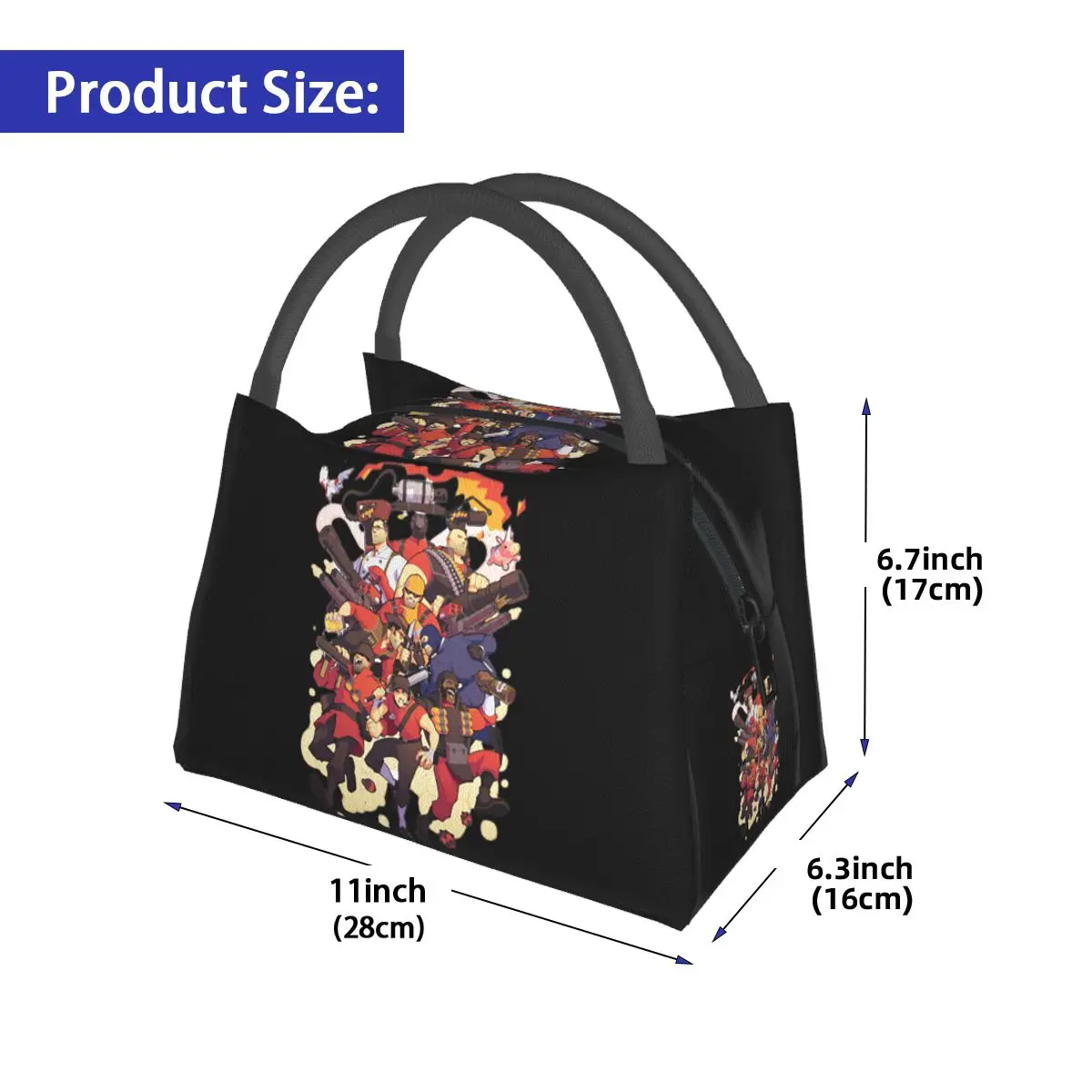 Team Fortress 2 Insulated Lunch Bag for School Bento Storage Food Boxes Leakproof Container Cooler Thermal Lunch Box Tote