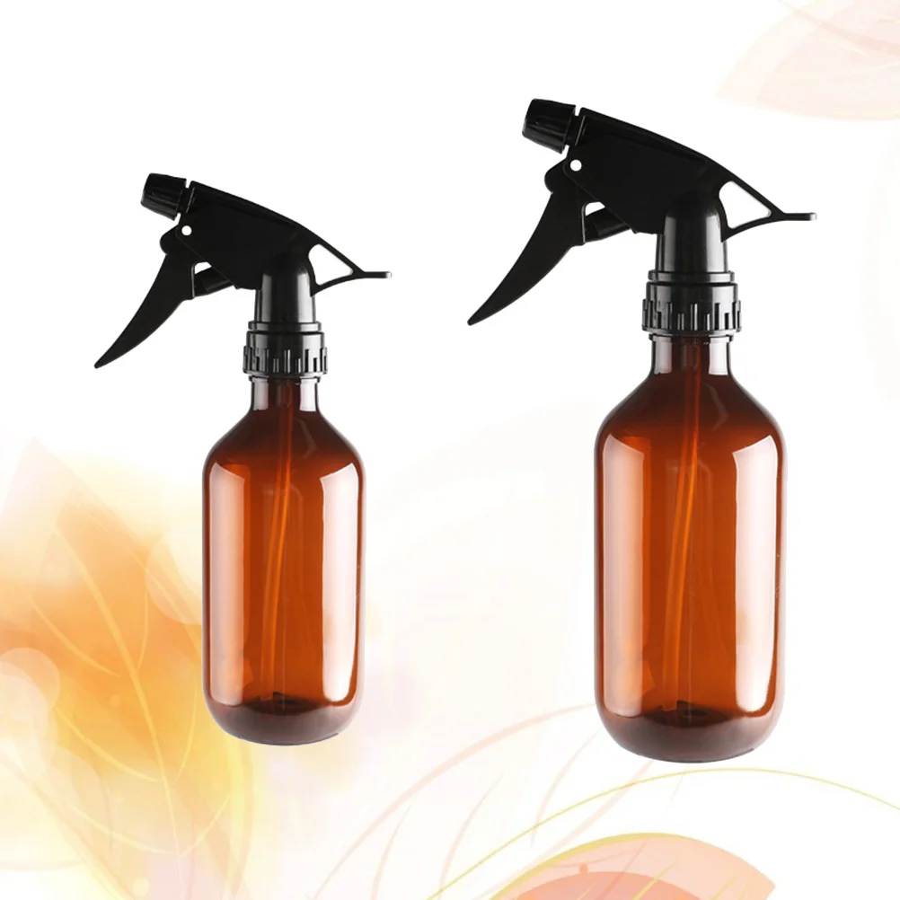 

2Pcs Water Sprayer Brown Plastic Bottle Leakproof Large Capacity Easy Use Trigger for Hair Care Plant Watering