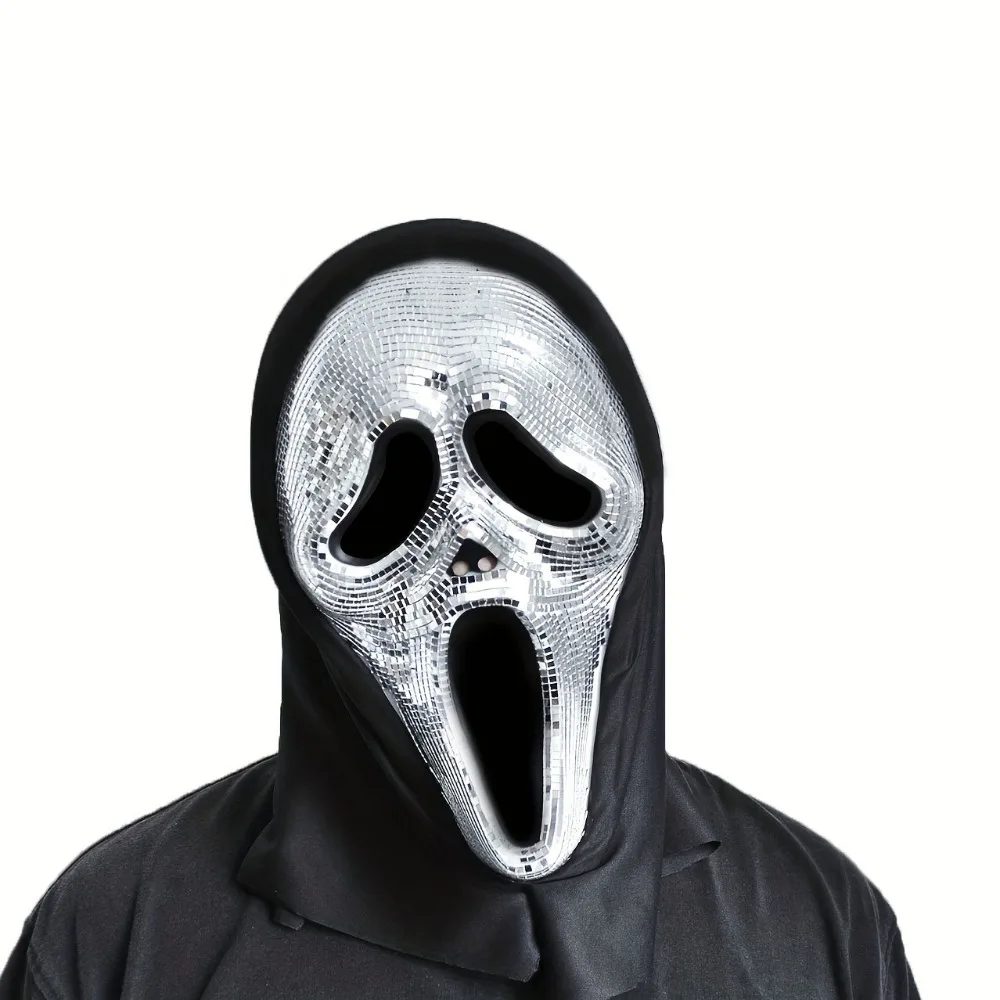 

Страшная кричащая маска на Хэллоуин, диско-зеркало, блестящая маска, вечерние танцевальные платья, маска