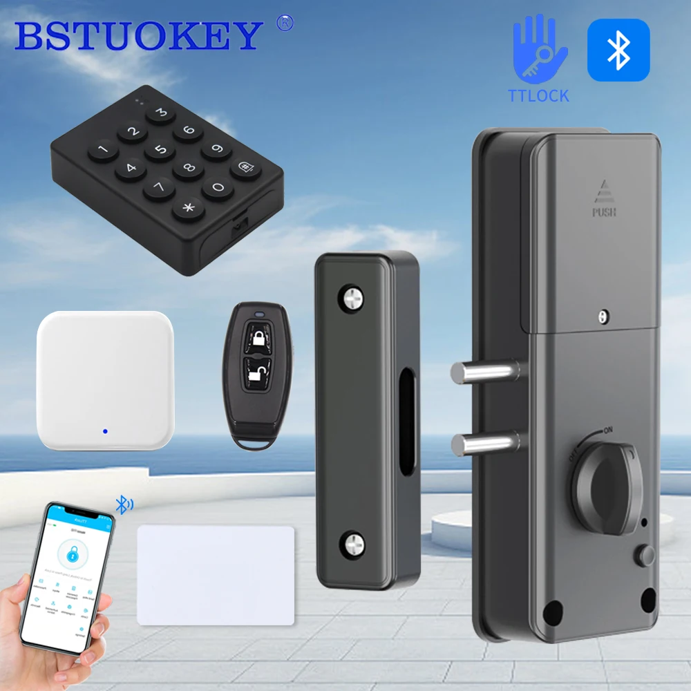 TTLOCK App Punch-free Smart Invisible Lock Keyless Keypad Kit IC Card Lock Support Blue-tooth Remote Control Wooden Door Mortise