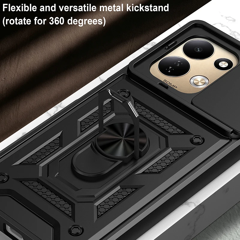 Hülle für Xiaomi Redmi 17 5G Redmi 17 4G, Panzerhülle mit Schiebe-Kameraabdeckung, Ständer, stoßfester Schutz für das Handy. – Detail 4
