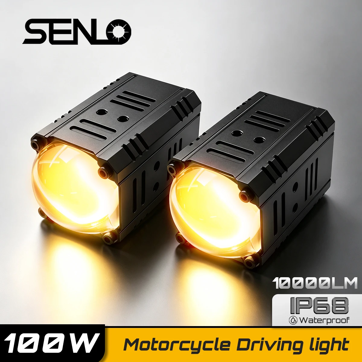 SENLO Upgraded Wireless Motorcycle LED Fog Lights 10000LM Waterproof IP68 100W Auxiliary Spotlight for BMW R1200GS F800GS 12V