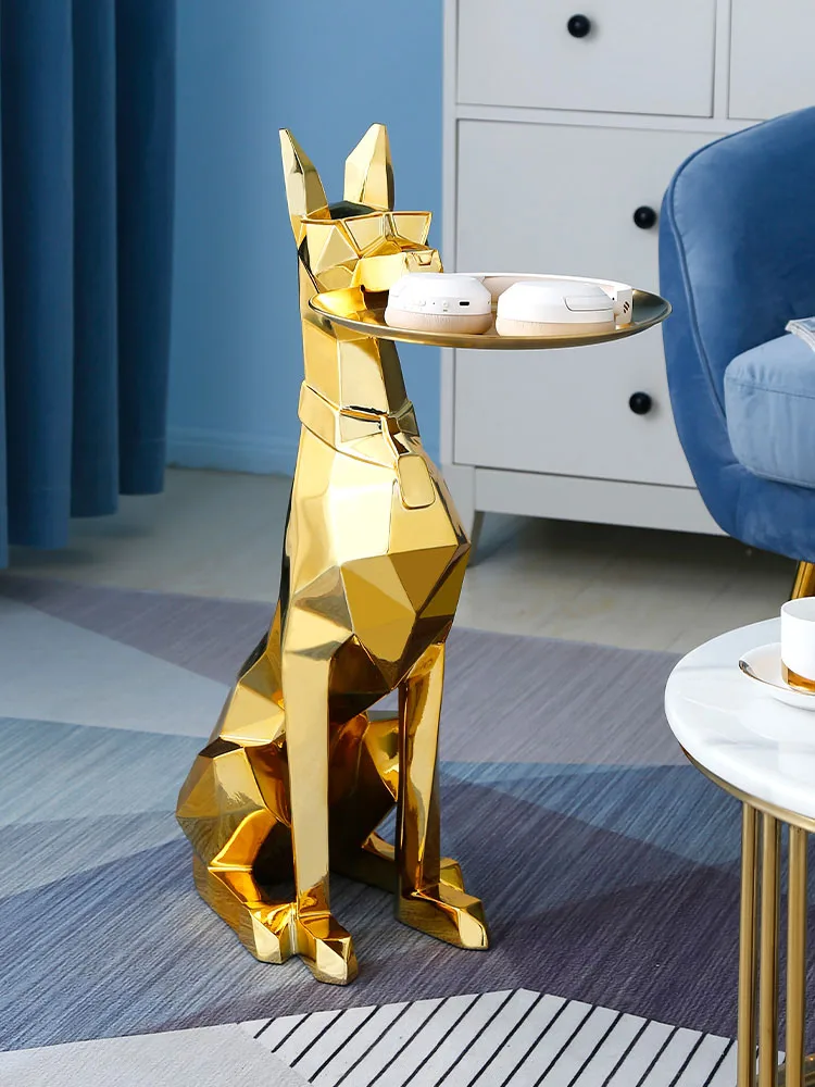 

Doberman Dog Home Decoration Sculptures Nordic Room Decor Large Resin Figurines Creative Home Accessories Storage Side Table