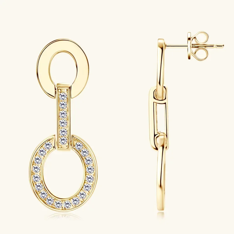 

Round D Moissanite Drop Stud Earrings for Women 925 Silver Certified Original Link Chain Earrings Fine Jewelry Accessories