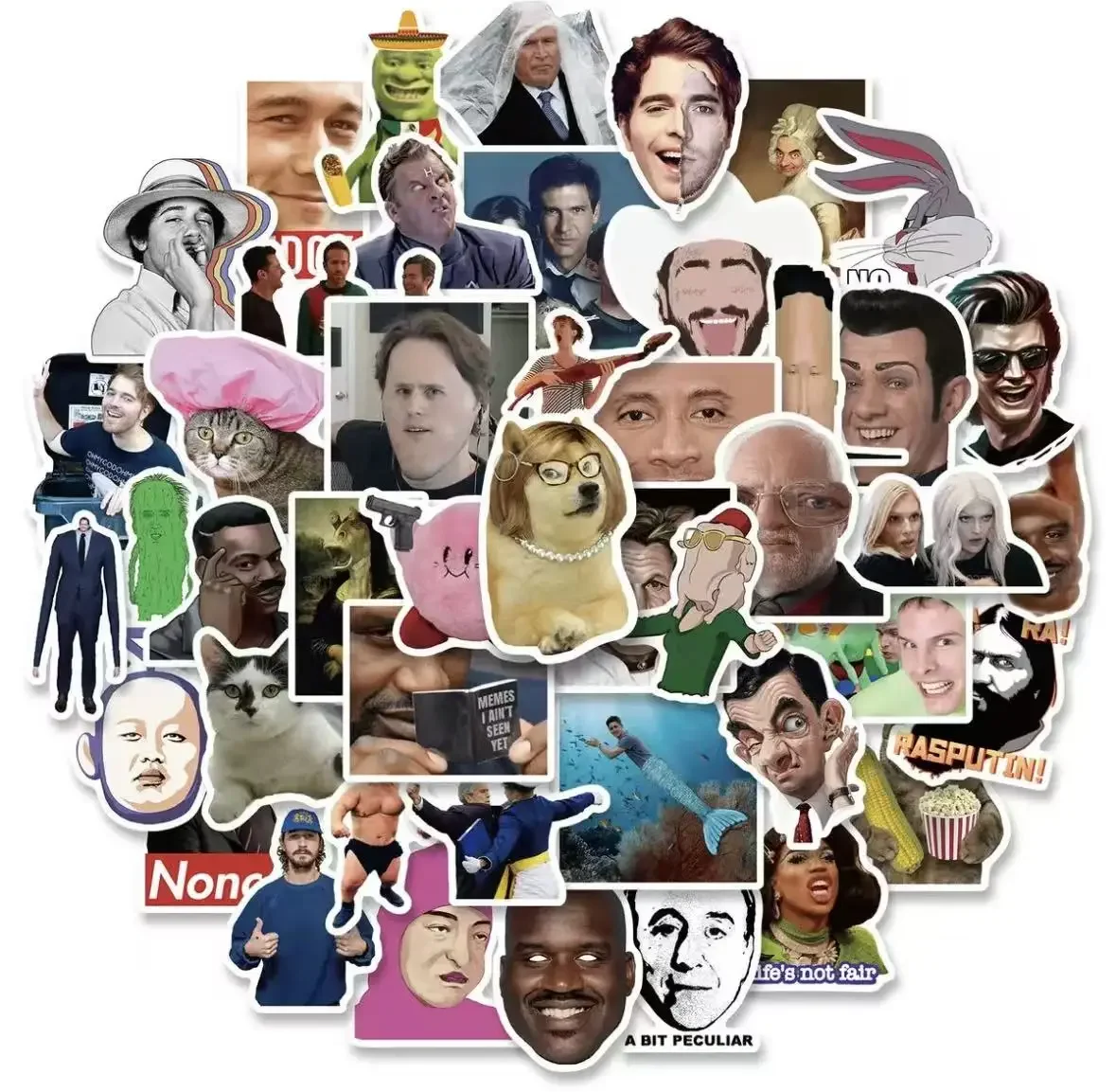 50 قطعة تتميز بشخصيات الإنترنت تعبيرات شخصية فكاهية من المسلسلات التلفزيونية الأمريكية وتصاميم الملصقات. #1