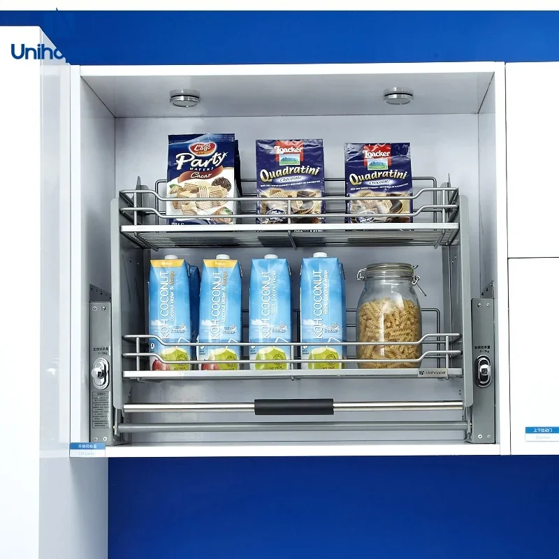 Unihopper acessórios de cozinha armário pull down fio cozinha cesta levantada cesta elevador com fechamento macio