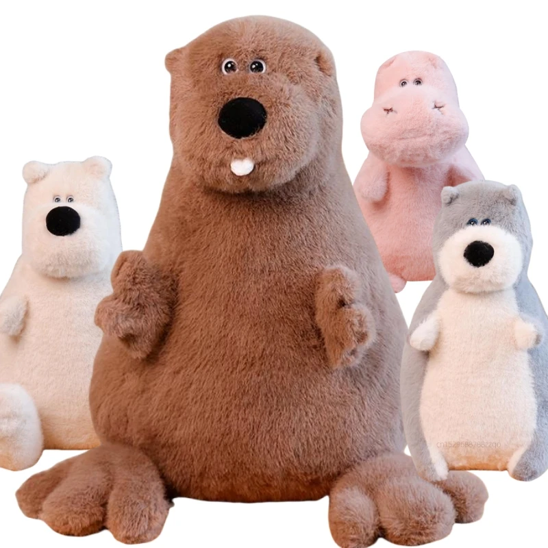 Cartoon 35-70cm kawaii Kuscheltiere Hund Murmeltier Nilpferd Eisbär super weiche Puppen Mädchen Jungen Mädchen Geburtstags geschenke