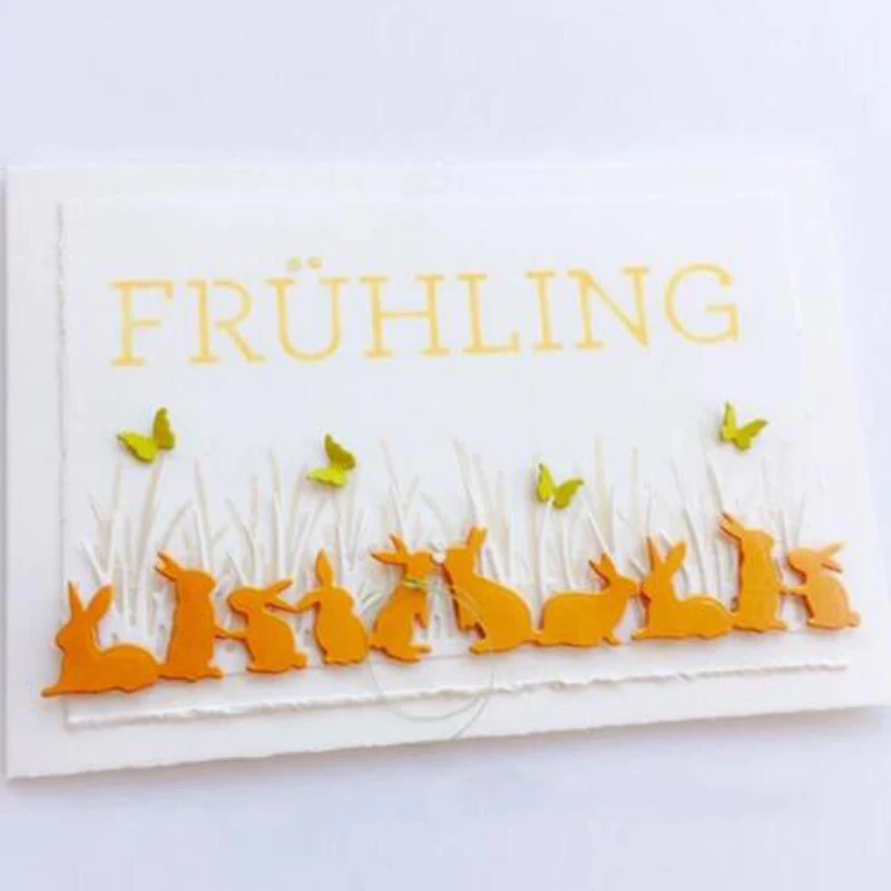 A row of rabbits Cutting Dies Cut Stencils for DIY Scrapbooking Photo Album Decorative Embossing Paper Dies for Card Making Temp