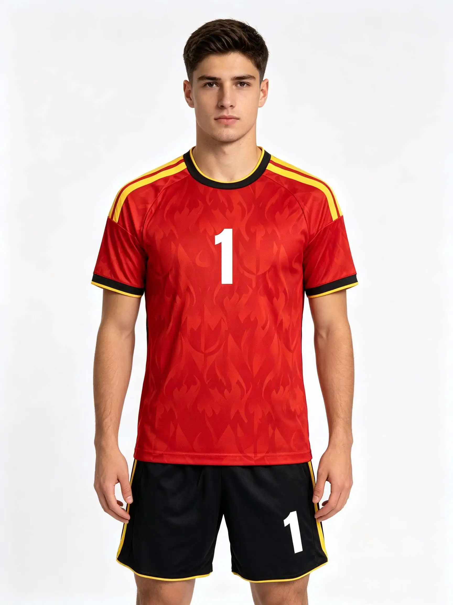26/27 Unisex Blank Soccer 2‑Piece Set, Kids Adults Parent‑Child Kit, Custom No.1 7 8 9 10 for School Outdoor Team Sports red 10