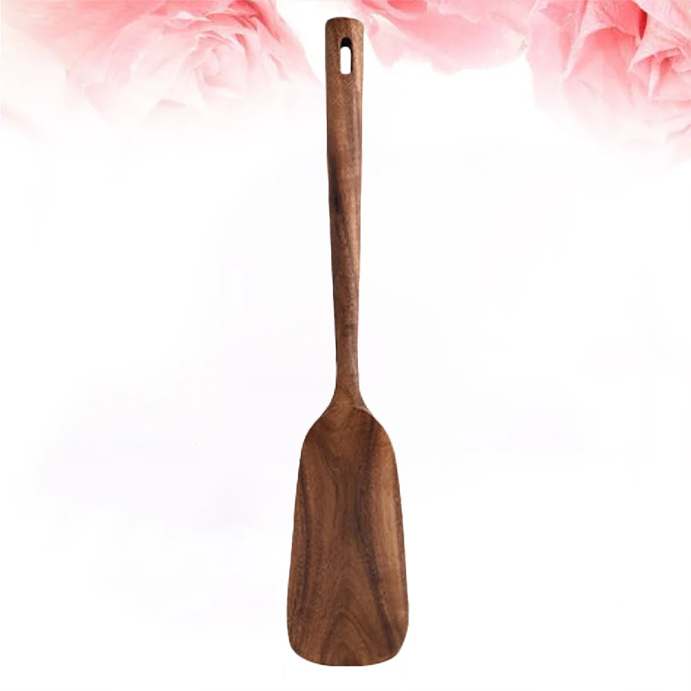 

1Pcs Unpainted Wooden Shovel Teakwood Spatula Hollow Long Handle Slotted Turner Heat Resistant Elegant Kitchen Cooking Utensil