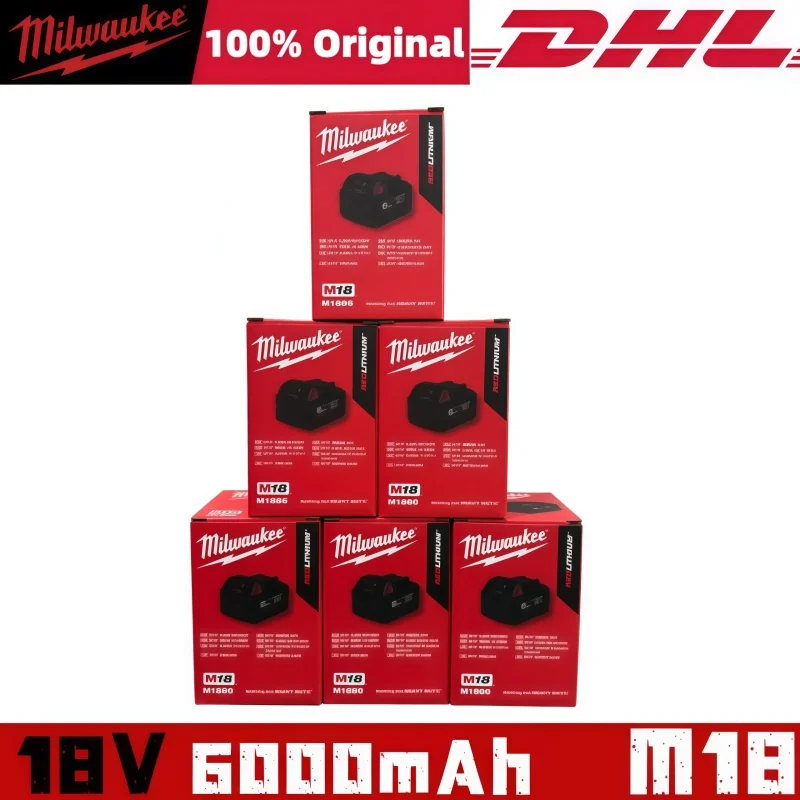 

100% Original Milwaukee battery M18,6.0Ah,Milwaukee charger,M18B6 M18B5 48-11-1860, 48-11-1850, 48-11-1840,Tool Lithium Battery