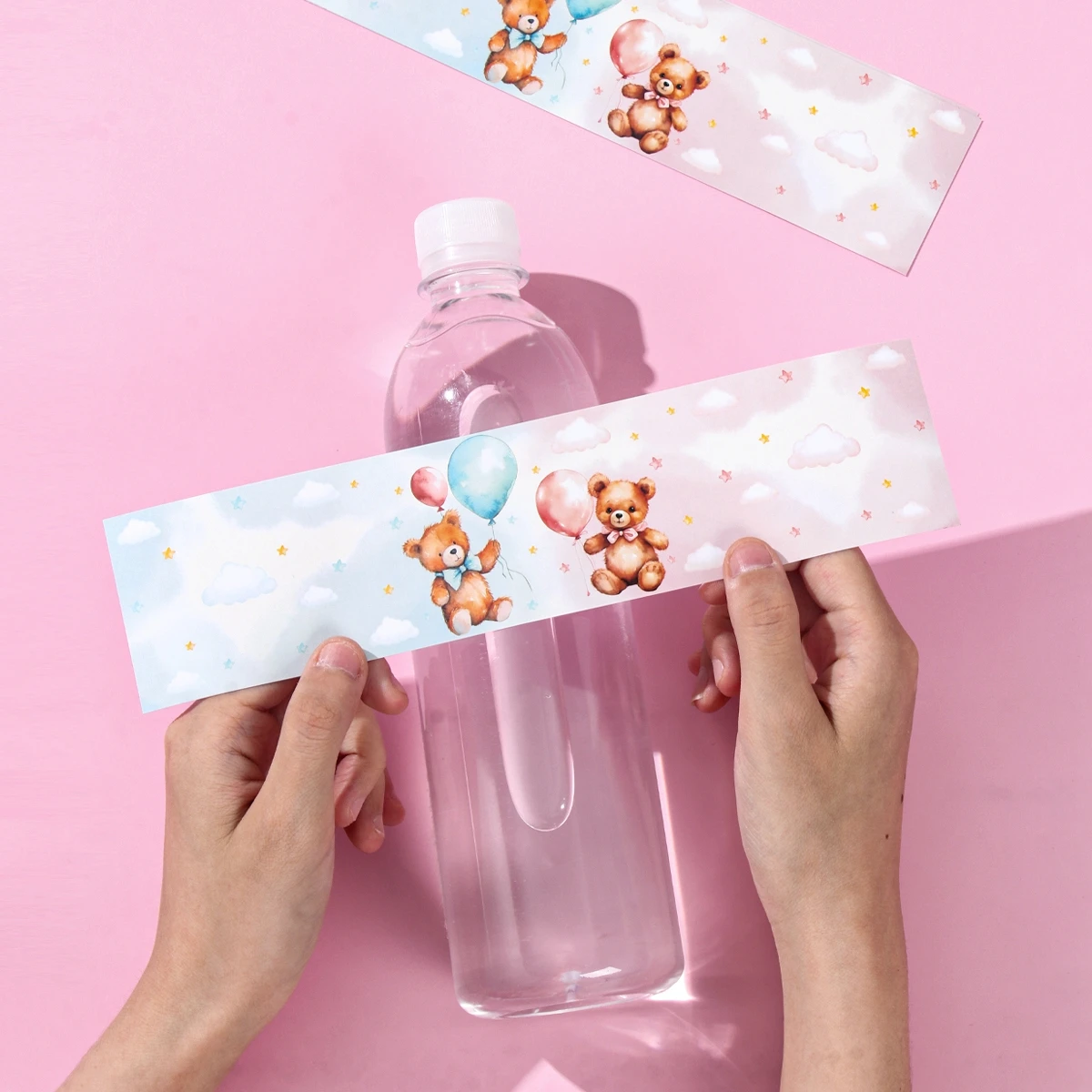 10pcs Teddy Bear Water Bottle Labels Sticker Baby Shower Baby Girl Boy Birthday Baptism Label Gender Reveal Party Decoration