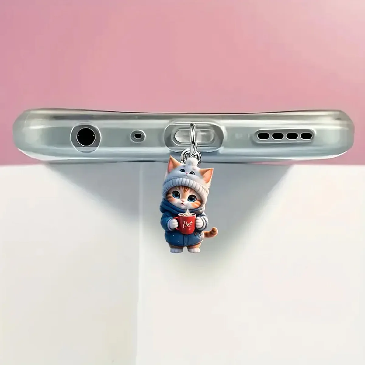 Cute Cat Mobile Phone Dust Plug Hanging Ornaments Pendants Phone Accessories Decoration For Iphone Type-C Dust Plug
