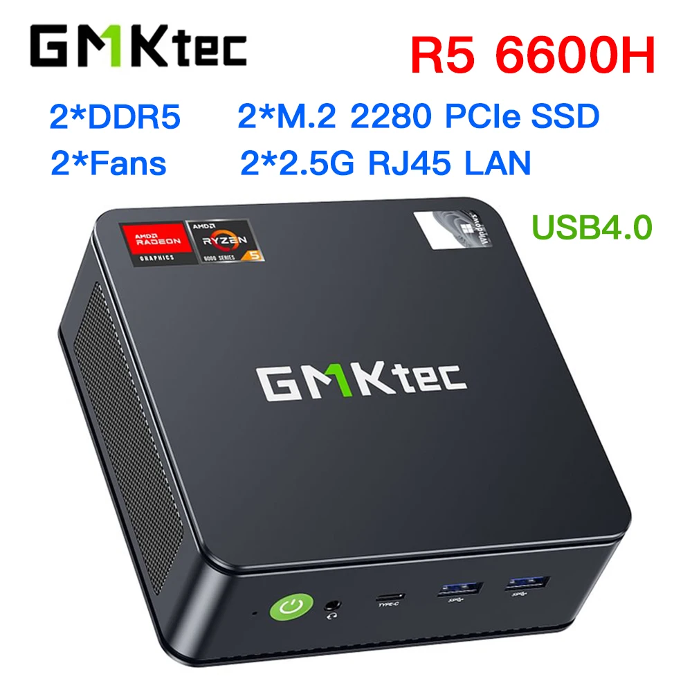 GMKtec M6 AMD Ryzen 5 6600H MINI PC Windows 11 DDR5 32GB 500GB PCIe SSD WIFI6 BT5.2 2.5G Lan Desktop MINI PC Gamer Computer