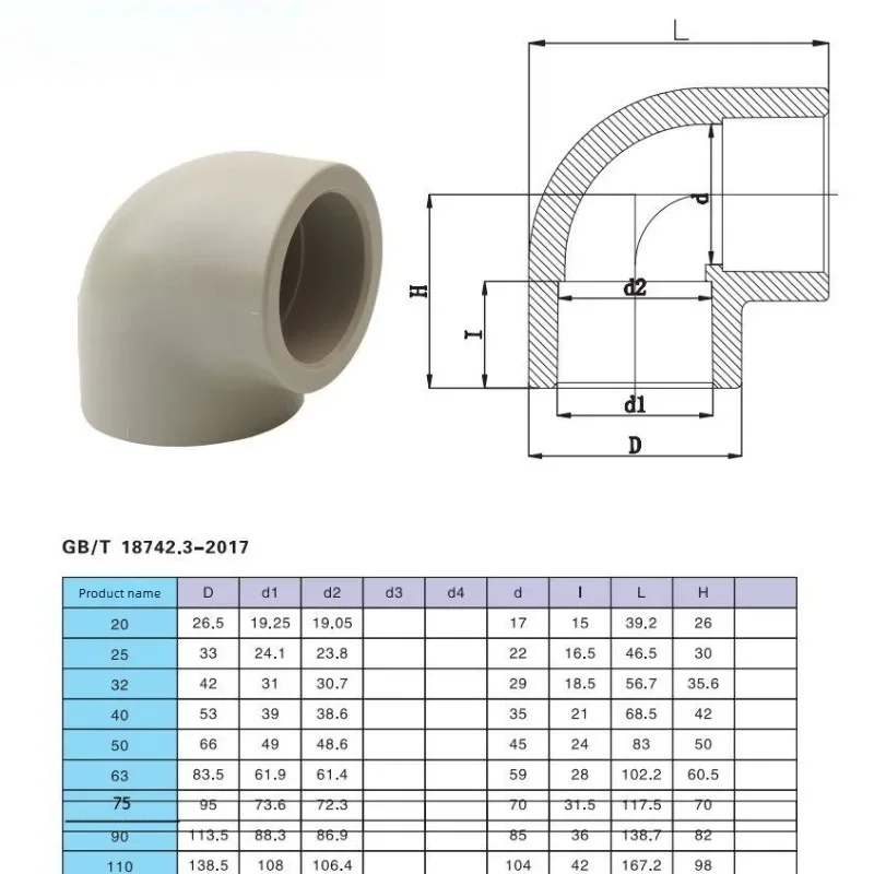 1pcs PPH 90 Degree Elbow Hot Melt Water Pipe Fittings Xie Yu Plastic Socket Fusion Welding Pipe Chemical Resistant Joint,