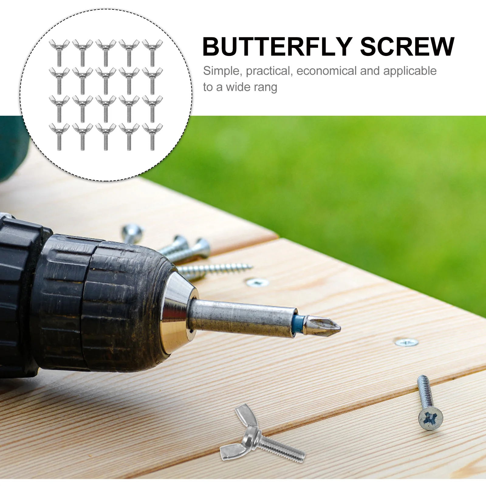 

20pcs M6X20 Butterfly Screw Stainless Steel Thumb Bolt Rust Proof Hand Turn Metal Fastener Durable Non Skid Cleat For