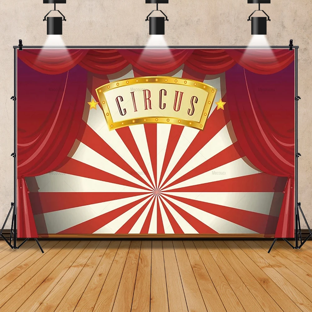 Circus Theme Party Backdrops for Newborn Baby Birthday Carnival Custom Photography Background with Balloon Ferris Wheel Decor