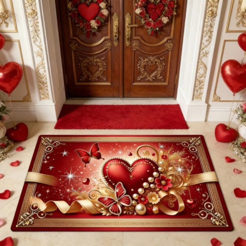 Romantic Style Bedroom Decor Red Carpet Valentine's Day Carpets for Living Room Waterproof Lounge Soft Floor Mat Anti-slip Rug