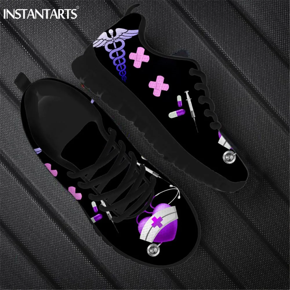 Fashion Paramedic EMT EMS Pattern Flat Shoes For Women Autumn Spring Soft Sneakers Lightweight Outdoor Sport Shoes