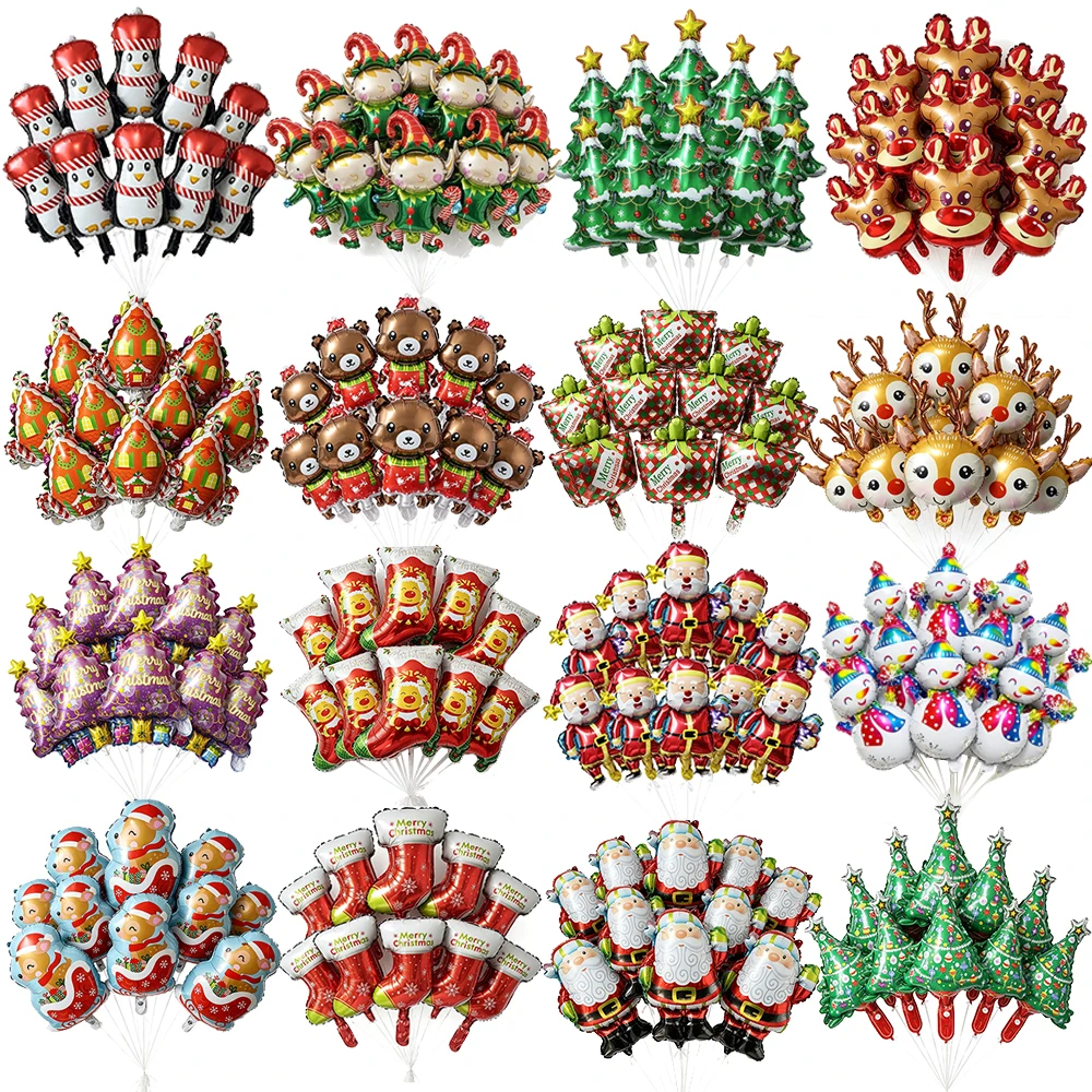 10/30/50 Stück Mini-Weihnachtsballons in Form von Weihnachtsmann, Schneemann, Weihnachtsbaum und Elch, Frohe-Weihnachten-Partydekoration