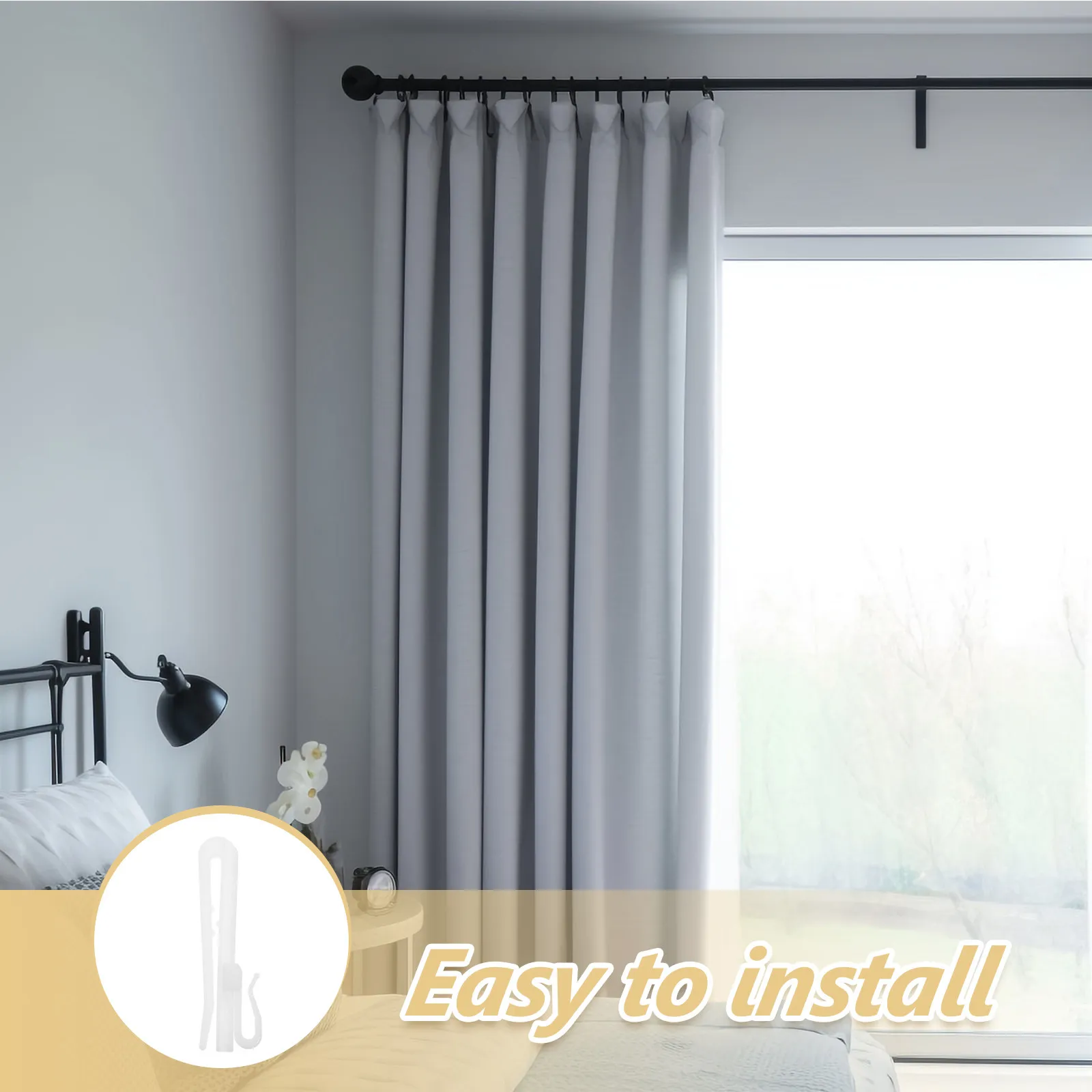 50Pcs Universal Adjustable Curtain Hooks for Shower Door Window Kitchen Bathroom Floor Coffee Shop Restaurant Hotel Conference