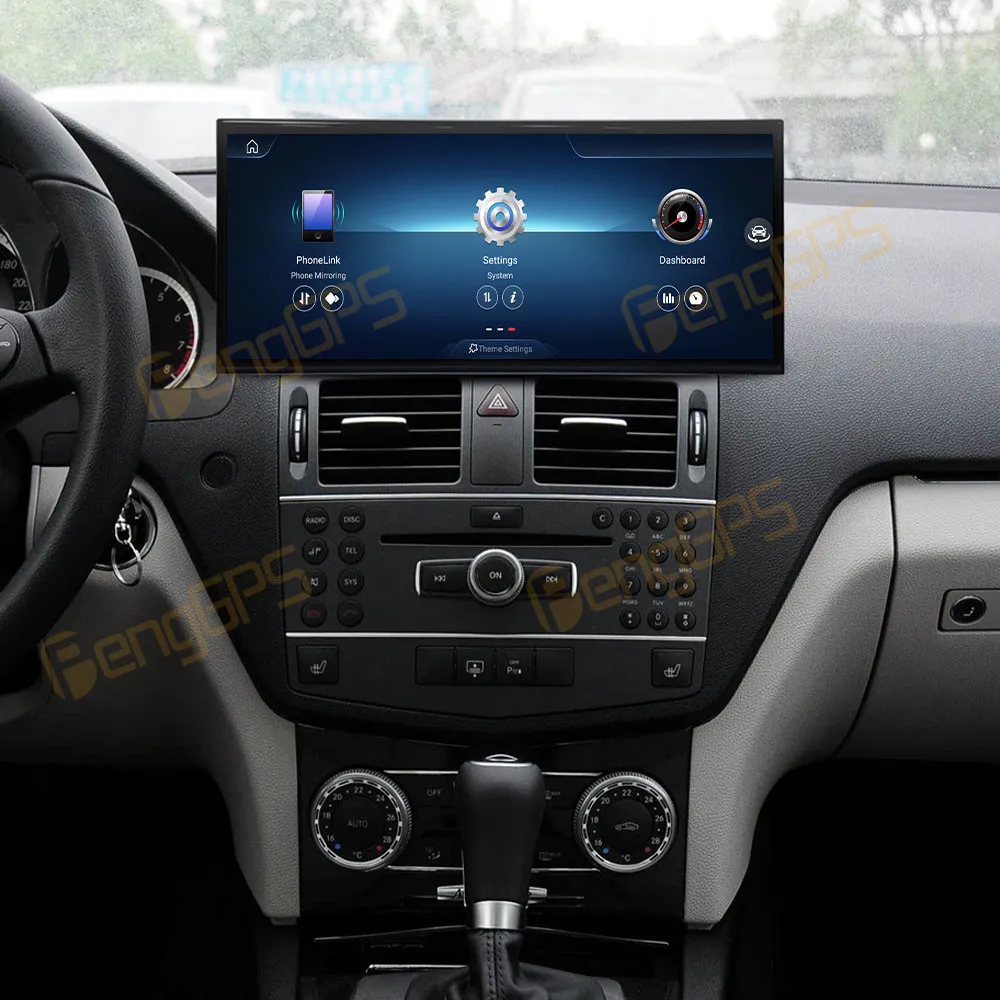 15.8 بوصة أندرويد 14 CarPlay راديو السيارة لمرسيدس بنز C W204 2008-2010 شاشة تعمل باللمس مشغل وسائط متعددة لتحديد المواقع والملاحة DSP BT