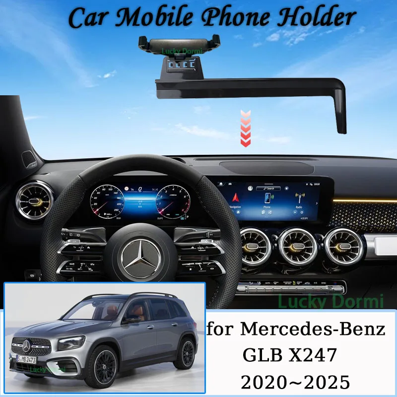 

Car Phone Holder For Mercedes Benz GLB X247 2020~2025 GPS Navigation Screen Bracket Wireless Charger Stand Base Auto Accessories