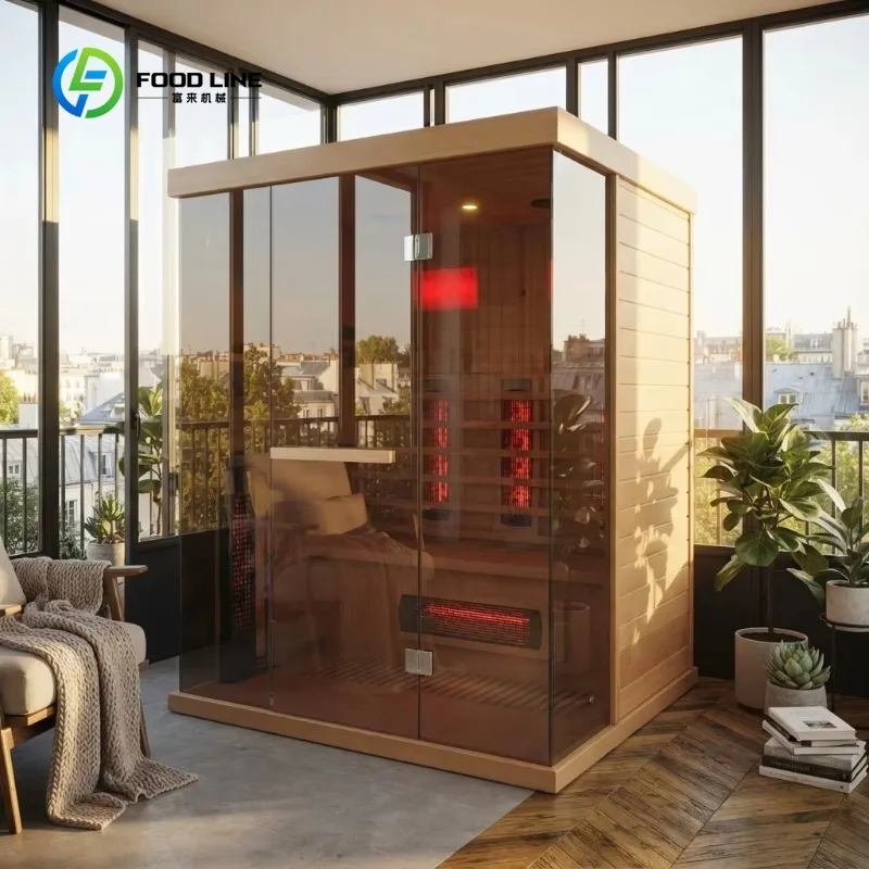 Customized Dual System Combination Sauna Home Infrared & Steam Wellness Sauna Room with Double Bench Indoor Relaxation Spa Cabin