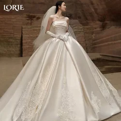 LORIE Elegant Strapless Wedding Dresses Appliques Pleated Backless Lace A-Line Bridal Gown Sweetheart Customized Bride Dress