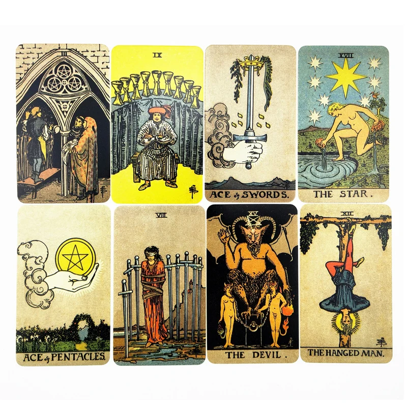 Tarot Cards Borderless Edition Smith Waite English Letters Art Paper Oracle Cards Astrologer Divination Family Table Board Games