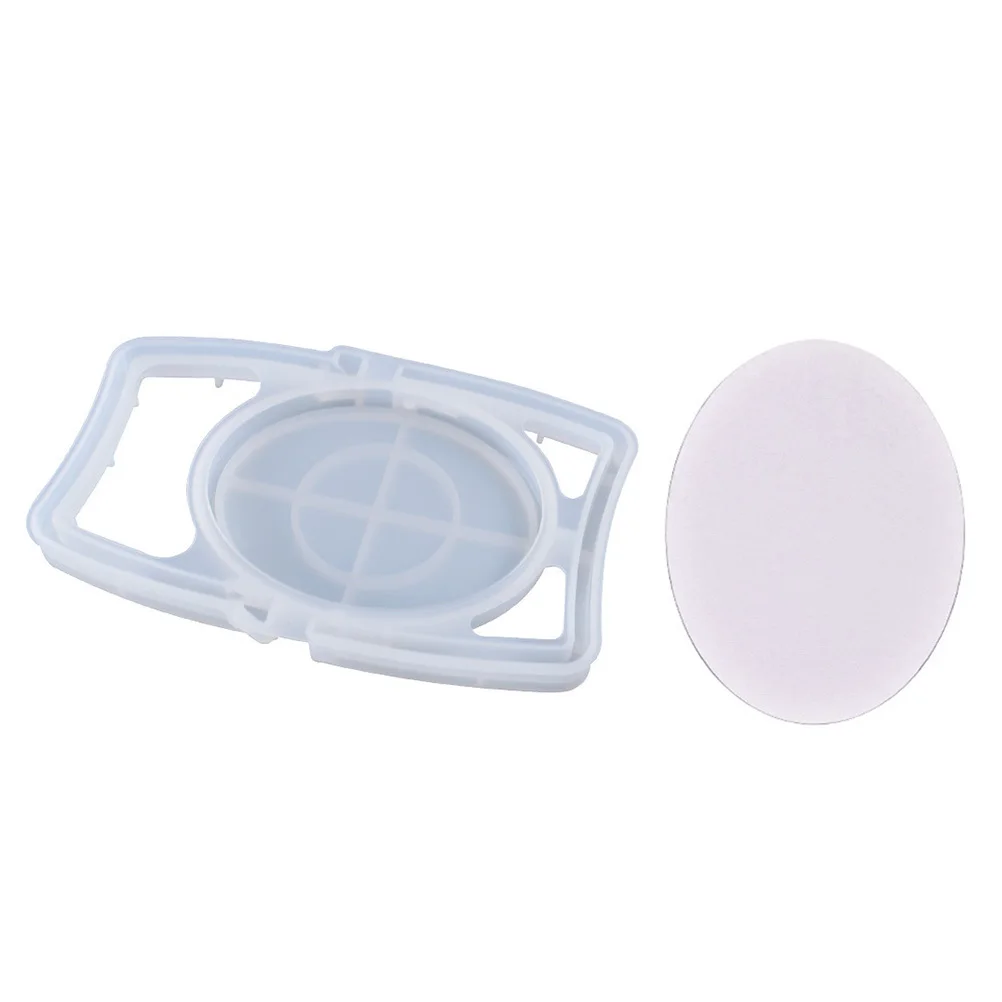 1 مجموعة البيضاوي سطح المكتب مرآة العفن عالية الجودة سيليكون غير عصا مرآة لوضع مساحيق التجميل العفن DIY كريستال الايبوكسي صب صينية قابلة لإعادة الاستخدام هدية